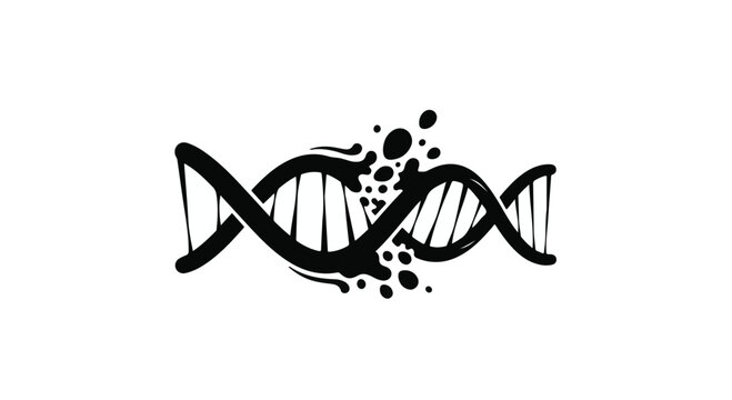 Abstract illustration of a breaking DNA helix symbolizing genetic mutation or breakdown.