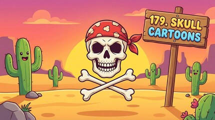 Pirate Skull And Crossbones Desert Scene