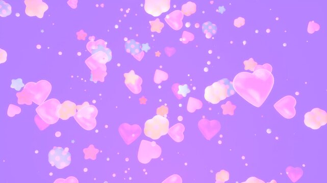 Fly through hearts, stars, and polka dot clouds animation. (loop)