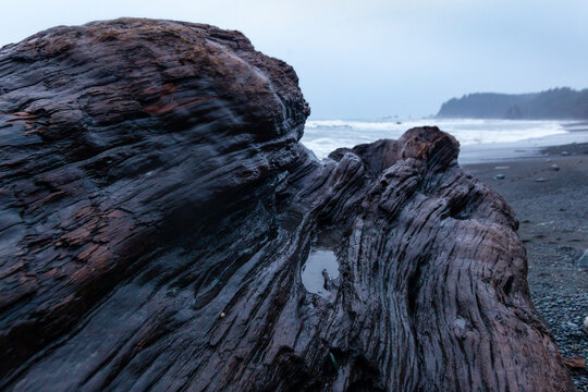 Rialto Beach, Olympic National Park, Mora, La Push, rock formations, layered geological forms on the beach,