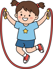 Cute boy jumping rope exercise cartoon illustration