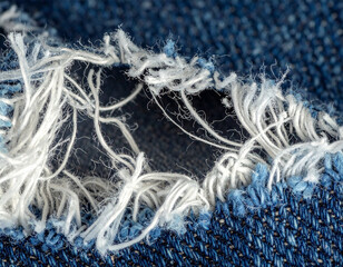 Ripped denim texture close up