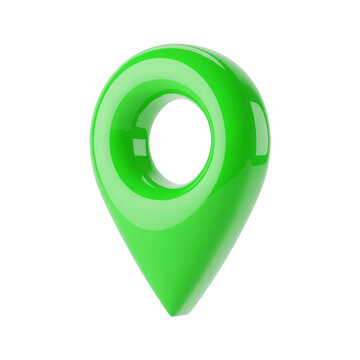 Green Map Location Pin 3D Icon Isolated on Transparent Background
