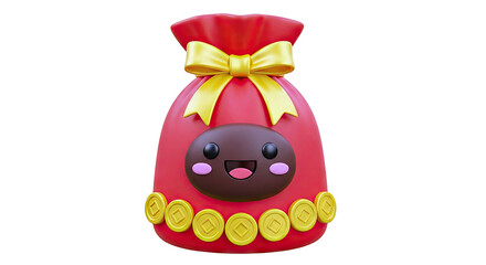 Obraz premium Happy Red Lucky Bag with Gold Coins