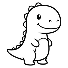 Fototapeta premium Cute Dinosaur Coloring Page | Simple Cartoon Dino Outline Coloring Page for Kids