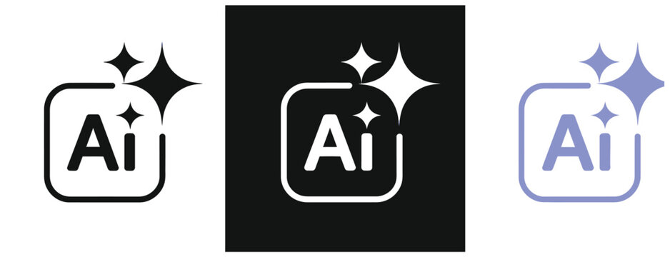 Adobe Illustrator AI logo icon in black and white with sparkling effect