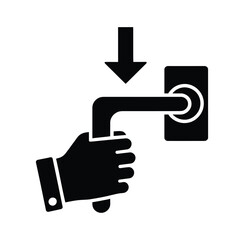 Obraz premium Turn Handle Open Close Door Hatch Opening Closing Turning Black White Silhouette Symbol Icon Sign Graphic Clipart Artwork Illustration Pictogram Vector