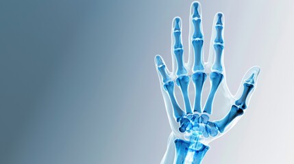 Fototapeta premium X-ray Image of Human Hand Showing Bones and Joints in Detail for Medical and Educational Purposes