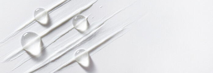 samples of cosmetic care products smear of cream and gel texture on a light background