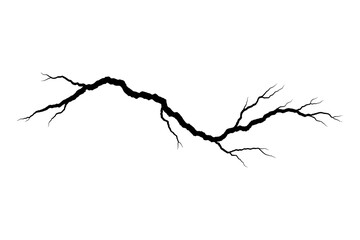 Realistic lightning bolt with branching effects on white background