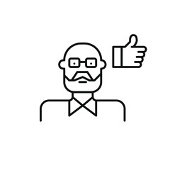 Obraz premium Elderly man user. Satisfaction, trust, positive feedback. Pixel perfect, editable stroke vector icon