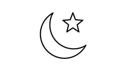 Obraz premium Simple crescent moon and star design with a black silhouette