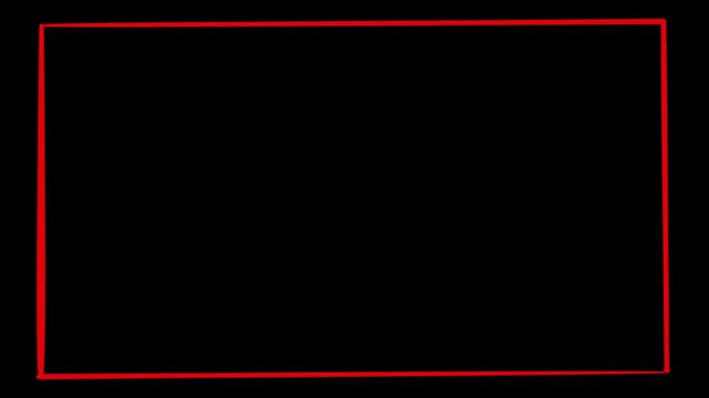 Hand drawn red rectangle, animated scribble red rectangle  marker 4k transparent background , alpha channel.