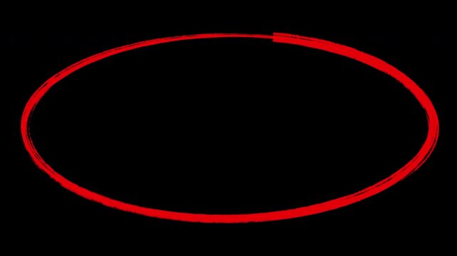 Hand drawing Red circle highlight marker with transparent background. Circle highlight animation with alpha channel.