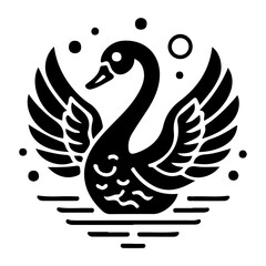 Obraz premium Black Swan Emblem Icon