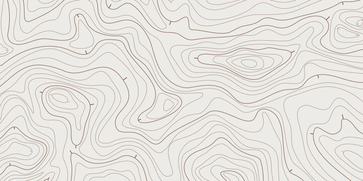 Line map with curvy wave isolines, topographic contours . Ocean or sea depth topographic landscape surface, pattern. Concept of conditional geography scheme, terrain path. Editable vector stroke