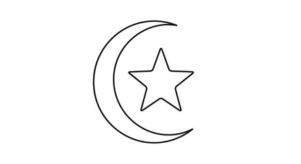 Fototapeta premium Simple crescent moon and star design a striking black silhouette