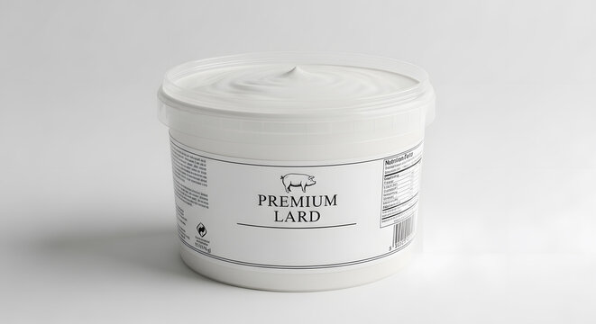 Container of Premium Lard with Label and Nutritional Information