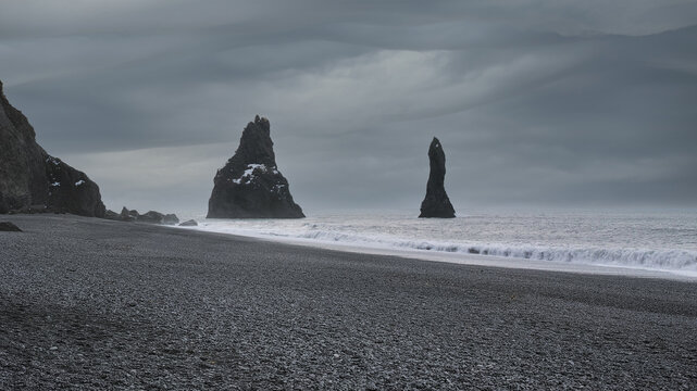 Sea Stacks On Coastline Of Vik Iceland
