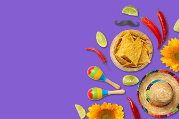 Fototapeta premium Enjoy colorful food and items for Cinco de Mayo celebration