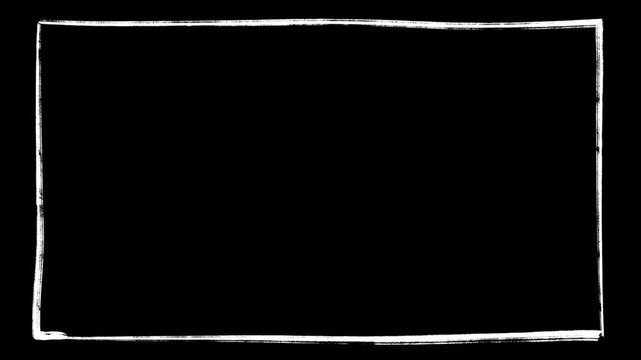 Hand-drawn White Rectangle Frame on transparent Background Loop.
