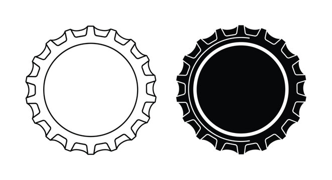 Two bottle caps one white and one black presented as a silhouette