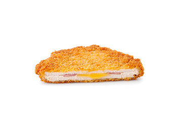 Breaded crispy chicken schnitzel isolated