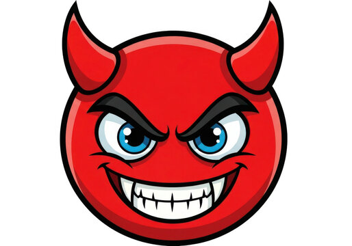 Angry red devil face isolated on transparent background