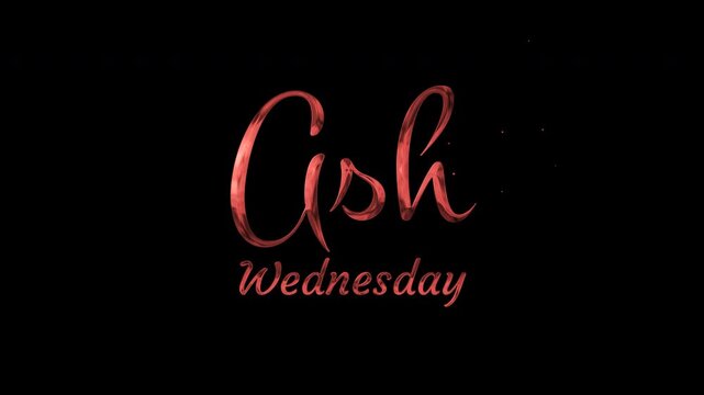 Ash wednesday text in decorative red font. Suitable for social media posts, church announcements, flyers, and religiousthemed designs. Ideal for lenten season promotions.
