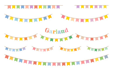 Colorful V-cut ribbon bunting set with mixed patterns and multiple layouts