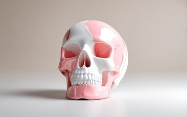 Obraz premium Charming Pastel Pink and White Skull for Halloween Decor and Aesthetic Styling