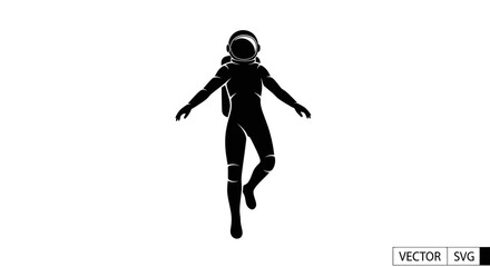 Astronaut Silhouette Floating in Space with Arms Outstretched © Aziz
