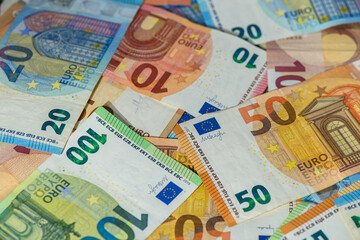 Obraz premium Euro Cash Background with Mixed Banknotes