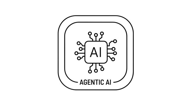 Black Agentic AI logo icon with circuit design