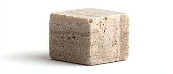 Natural Stone Block with Smooth Surface and Light Brown Tones