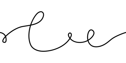 Wavy line with flowing curves. Squiggles form abstract patterns. Curvy doodles create flowing backgrounds with organic shapes, tangled threads, and chaotic brush strokes in vector format.