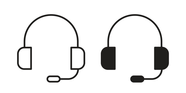 Headset icon. filled flat sign for mobile concept. glyph and line symbols