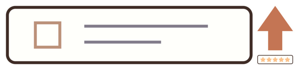 Obraz premium User experience, feedback, interaction, rating systems, design concepts, usability testing. Minimalist interface showing a checkbox, text bars upward arrow and star rating. Feedback and user
