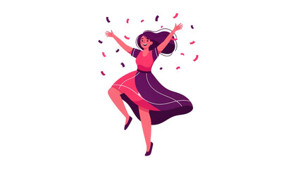 Fototapeta premium Happy woman celebrating success with confetti