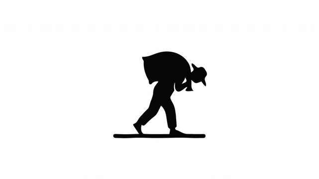 Silhouette Thief Walking With Sack On Shoulder Crime Concept Animation