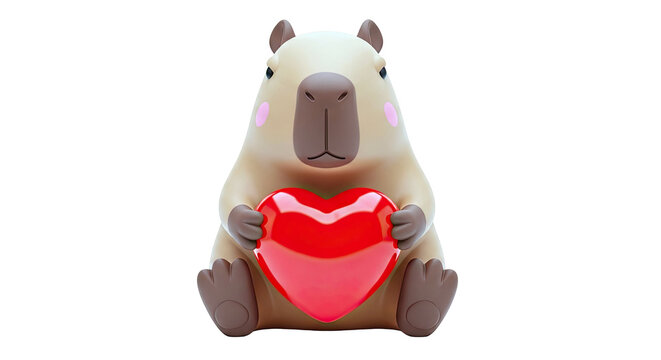 Cute Capybara Holding a Red Heart