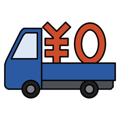 送料無料・0円サービスをイメージしたトラックの素材