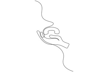 Call icon continuous line drawing of a phone receiver icon
