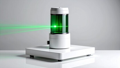 Modern Green Technology Device Emitting Light for Scientific and Industrial Applications with Sleek Design.