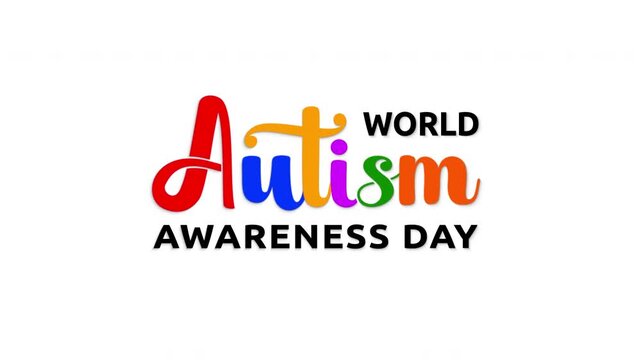 World autism awareness day text animation with beautiful handwritten in colorful. Great for banner, social media feed wallpaper stories, greetings, campaigns, etc.