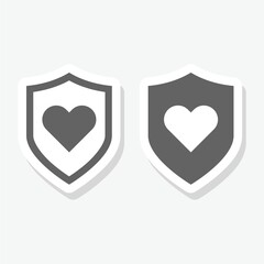 Naklejka premium Heart shield sticker isolated on gray background