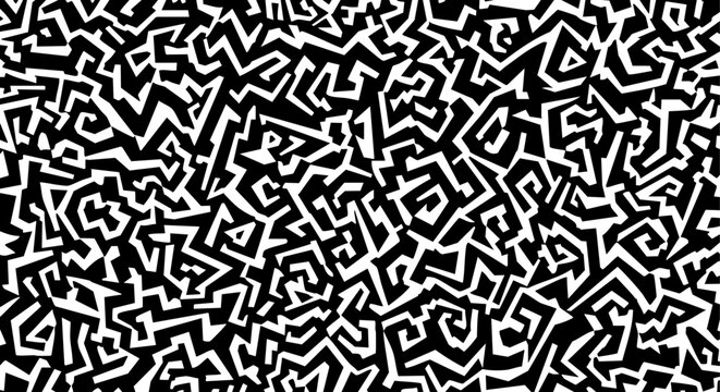 Black and White Abstract Geometric Doodle Pattern Background