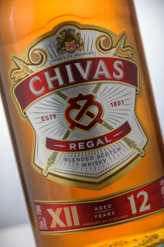  Gaziveren ,Cyprus 09.25.2025 Chivas Regal 12 bottle with visible label on white