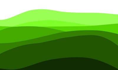 Obraz premium Abstract Green Wave Background with Smooth Flowing Layers and Gradient Tones, Modern Minimal Nature Landscape Design for Banner, Wallpaper and Digital Presentation Template