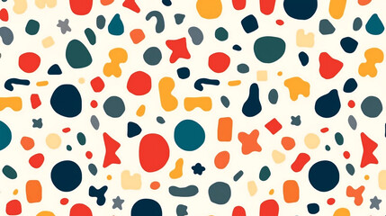 Fototapeta premium Minimalist abstract shapes pattern on light cream background, playful and modern scattered elements, creative design wallpaper 4k ,Generative AI.